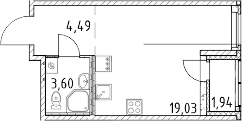Квартира студия 27.12 м², 11/17 эт., ЖК «Город Первых»